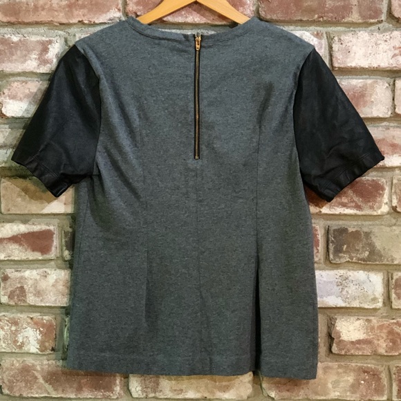 Pre❤️’d-J Crew Leather Sleeve Shirt - Picture 2 of 6